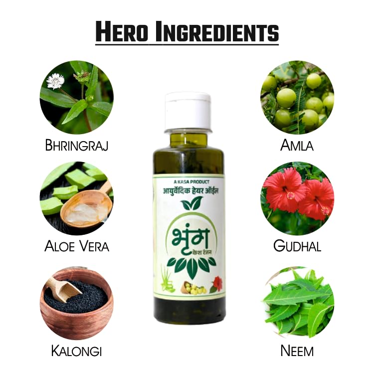 KASA PRODUCT Bhringraj Herbal Hair Oil for Men & Women - Promotes Hair Growth, Controls Hair Fall, Repairs Damaged Hair & Strengthens Roots with Amla, Neem & Bhringraj - 100ml | Perfect for Daily Hair Care & Scalp Nourishment