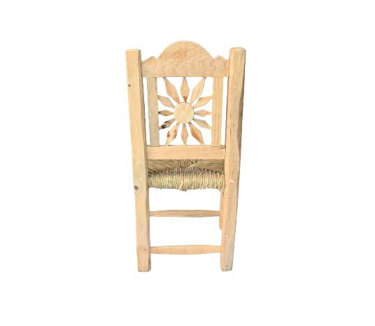 Handmade Mexican Wooden Chair Set of 2 - Natural Palm or Tule Sol Fiber Woven - Artisan Crafted in Jalisco - Perfect for Restaurant, Home, Bar, Hotel, Garden, Coffee Shop, Tequila Lounge - Rustic Dining & Outdoor Seating Decor