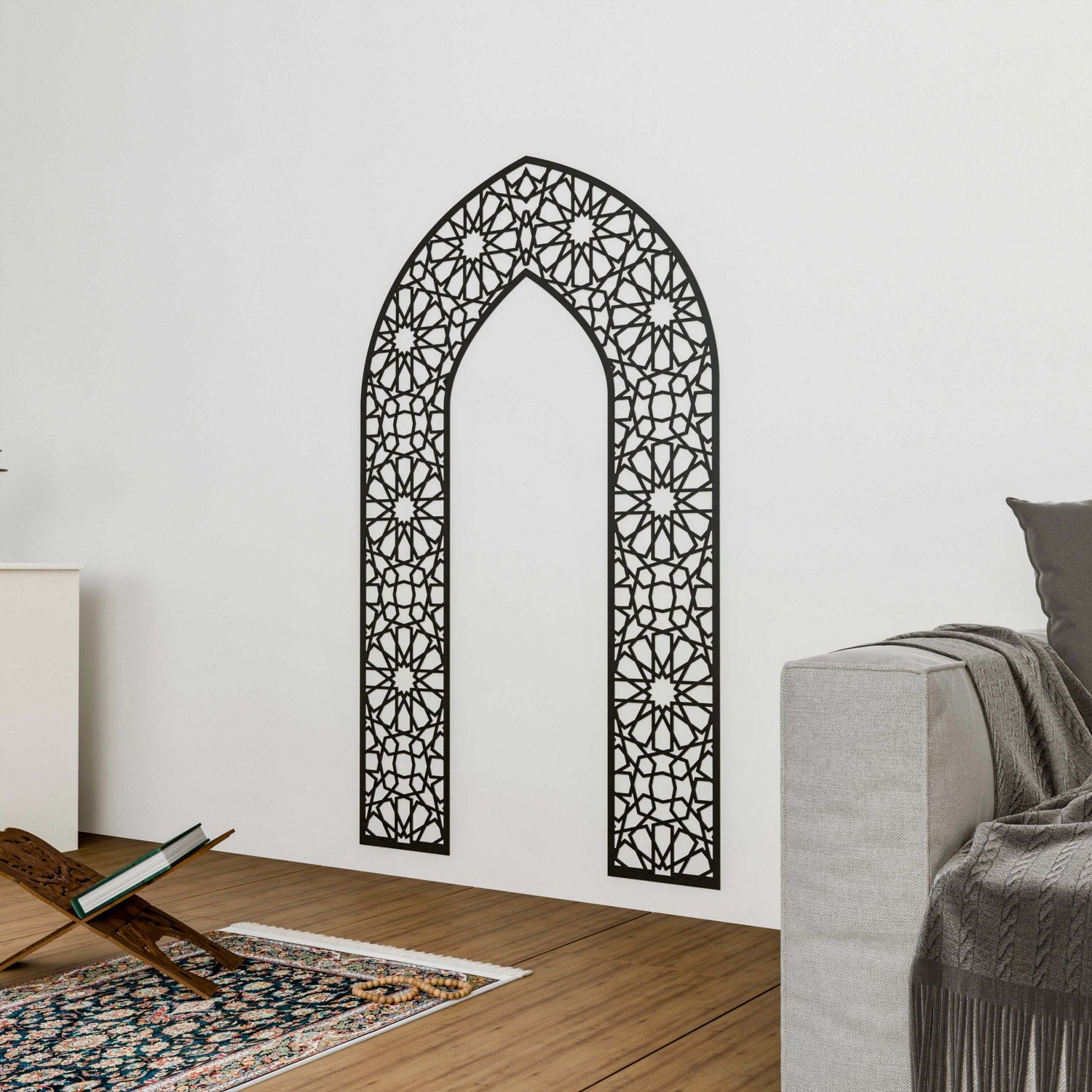 Handcrafted Wooden Mihrab Islamic Wall Art - 12 Pointed Star Prayer Niche for Home Mosque & Prayer Room Decor | Perfect for Ramadan, Eid & Daily Salah