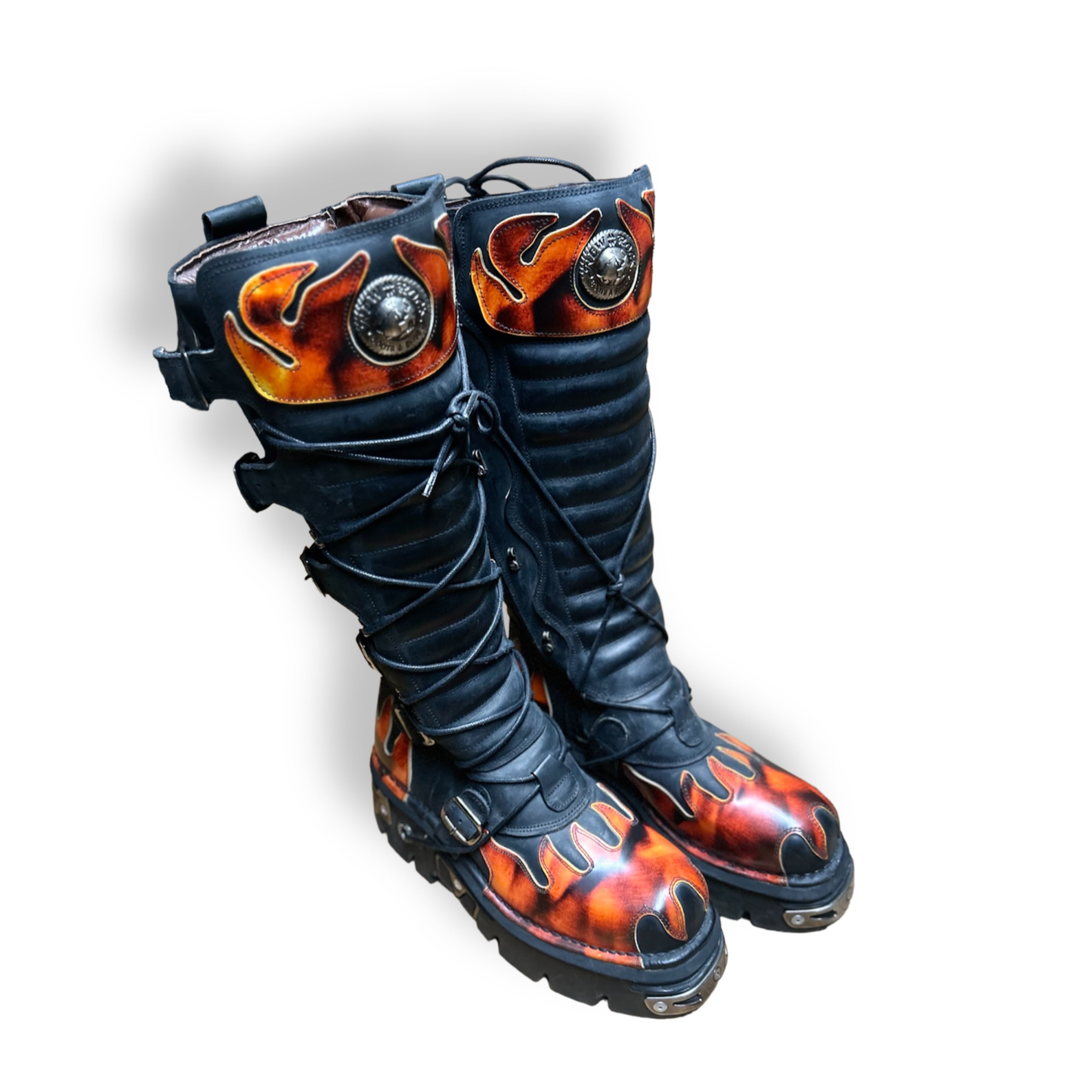 New Rock M 805 Gothic Boots for Men - Punk Style Leather Combat Boots with Metal Studs - Perfect for Concerts, Motorcycle Riding & Alternative Fashion