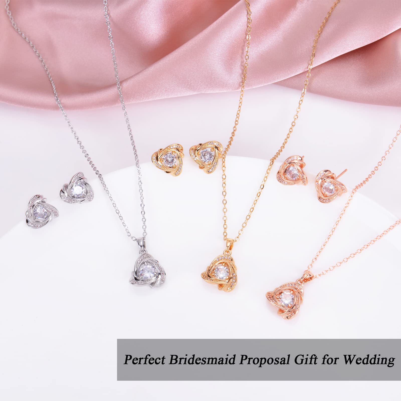 6 Sets Bridesmaid Proposal Jewelry Set - Teardrop Necklace & Earrings for Wedding, Bridal Party Gifts - Perfect for Bridesmaids, Bachelorette Parties & Wedding Accessories
