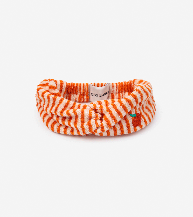 Bobo Choses Baby Orange Stripes Terry Cloth Headband - Soft & Comfortable for Newborns, Infants & Toddlers - Perfect for Photos, Outfits & Everyday Wear