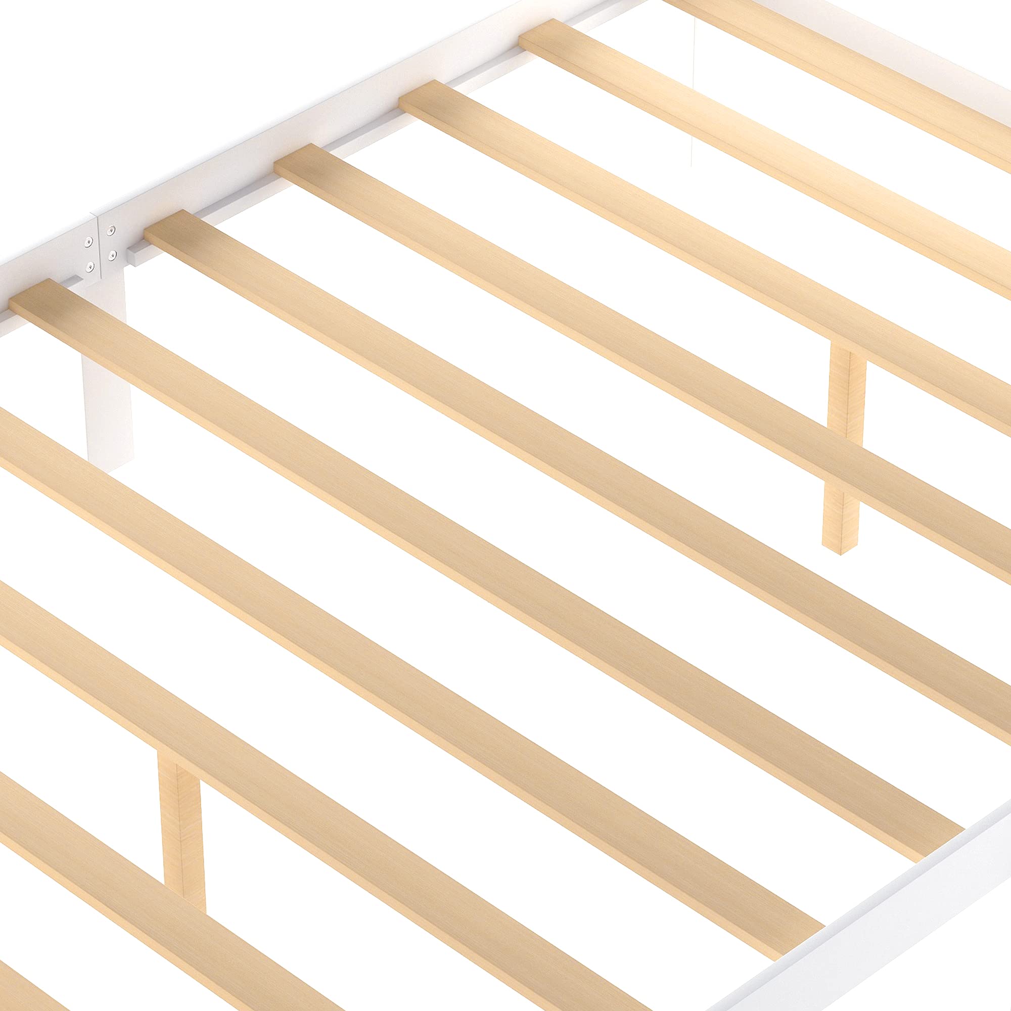 Rhomtree Wood Bed Frame with Storage Drawers - Platform Bed for Small Spaces, Easy Assembly (White, Full) - Perfect for Apartments & Guest Rooms