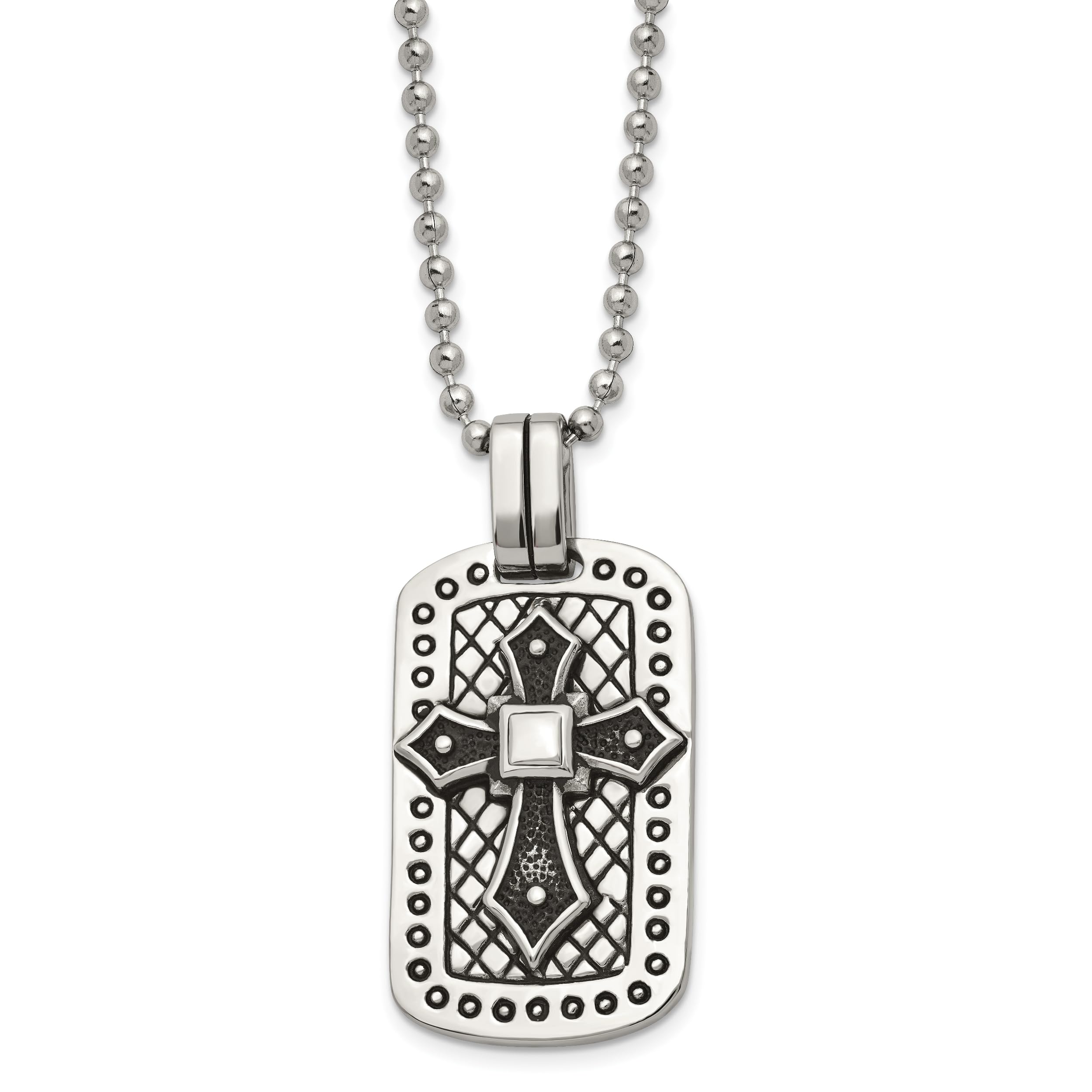 Vintage Stainless Steel Cross Dog Tag Necklace for Men & Women - Religious Jewelry Gift for Baptism, Confirmation & Everyday Wear