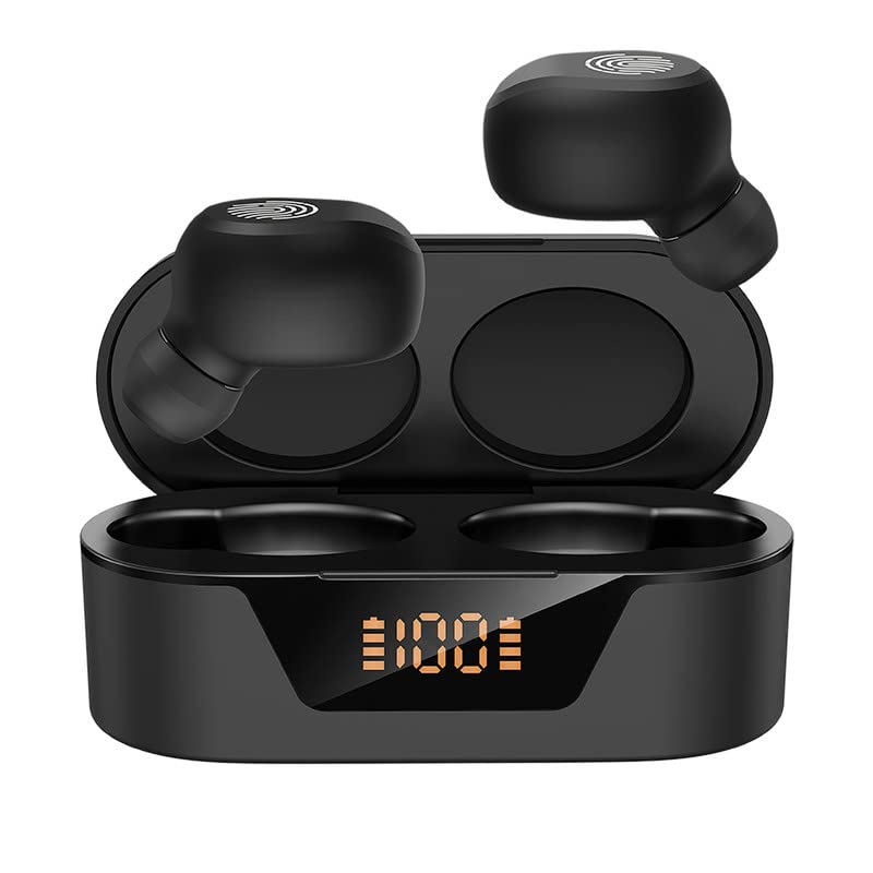 RUSAM BL31 True Wireless Earbuds Bluetooth 5.2 Headphones with Touch Control, Built-in Mic, Deep Bass - Wireless Stereo Earphones for Music, Gaming, Sports (Black) | Perfect for Workouts, Commuting & Travel