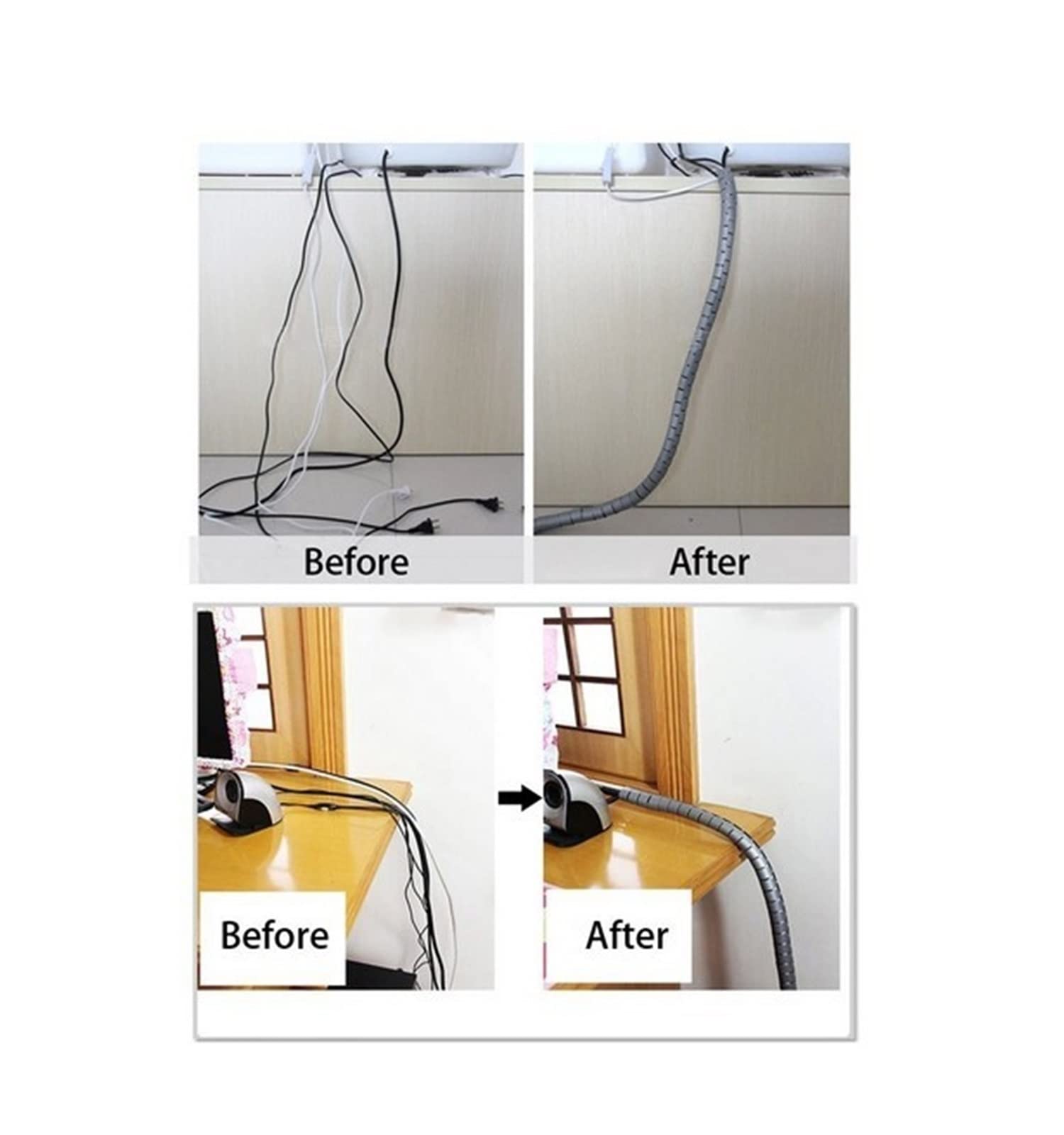 1 Meter Spiral Cable Wrap - Flexible Wire Organizer, Cable Protector & Management Tube for Tidy Storage - 10mm Grey - Perfect for Home, Office & Workshop Electronics Organization