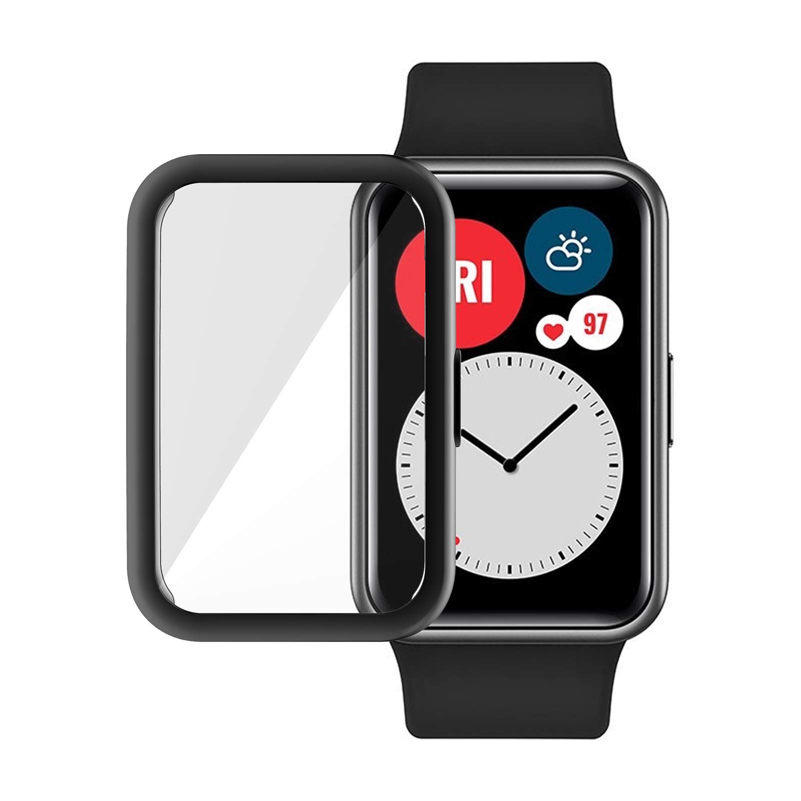 TPU Full Coverage Screen Protector for HUAWEI WATCH FIT - Scratch-Resistant, High Sensitivity, Black Case Cover | Perfect for Workouts, Running & Daily Use