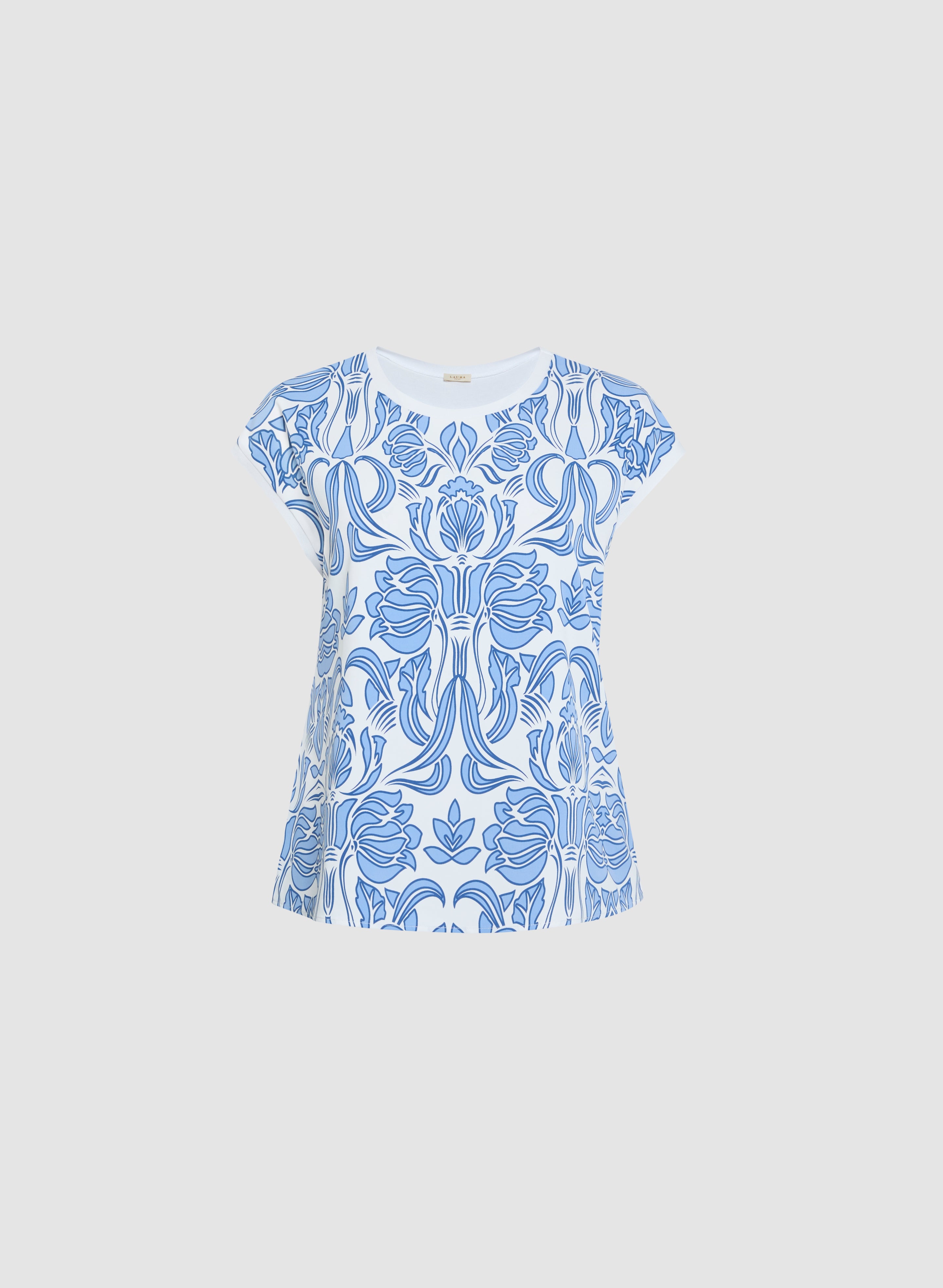 Abstract Floral Print T-Shirt for Women - Soft Cotton Casual Tee with Unique Artistic Design | Perfect for Summer Outfits, Beach Vacations & Boho Style
