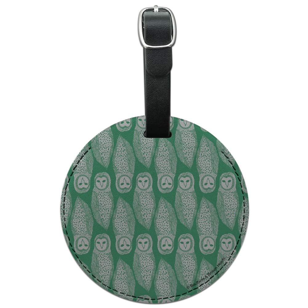 Stylish Round Leather Luggage Tag with Owl Design - Perfect for Suitcases, Carry-Ons & Travel Accessories | Durable ID Tag for Vacation & Business Trips