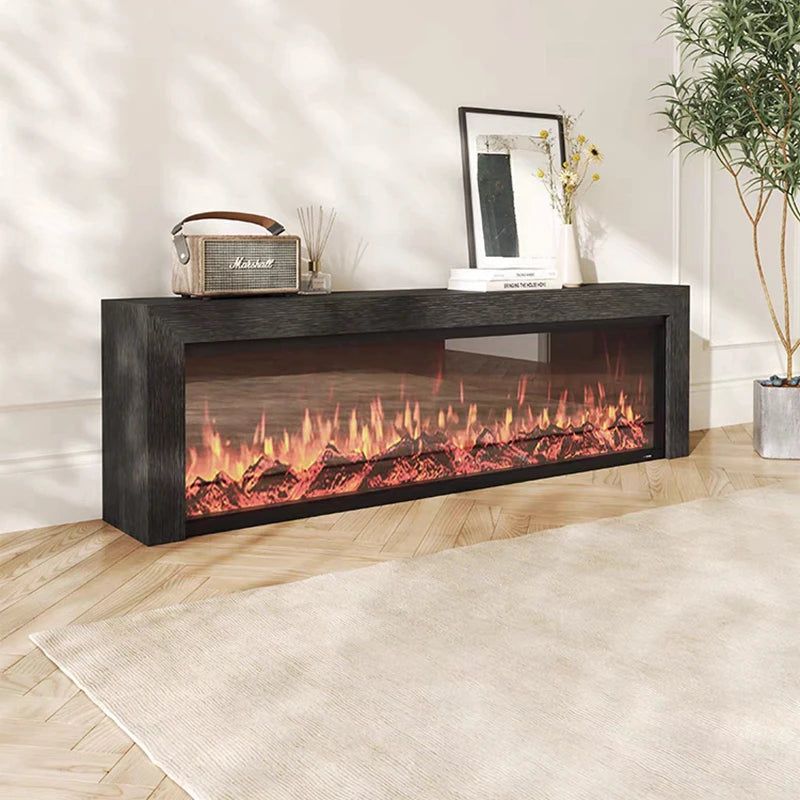 Black Oak Fireplace TV Stand with Realistic Simulated Flames - Rustic Entertainment Center for Living Room & Home Theater Setup