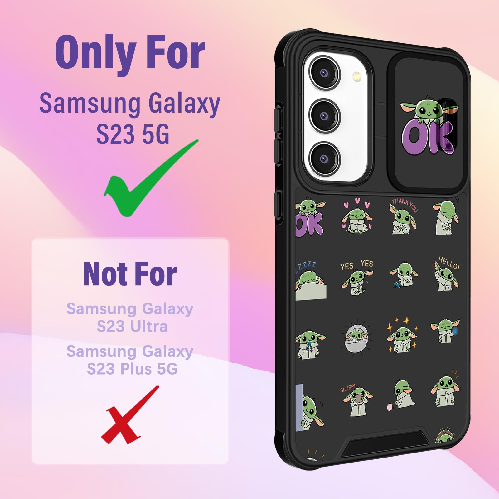 Qerrassa Samsung Galaxy S23 Case - Cute Cartoon Protective Phone Cover for Women with Camera Cover & Ring Stand | Shockproof & Durable Design | Perfect for Daily Use, Travel & Work