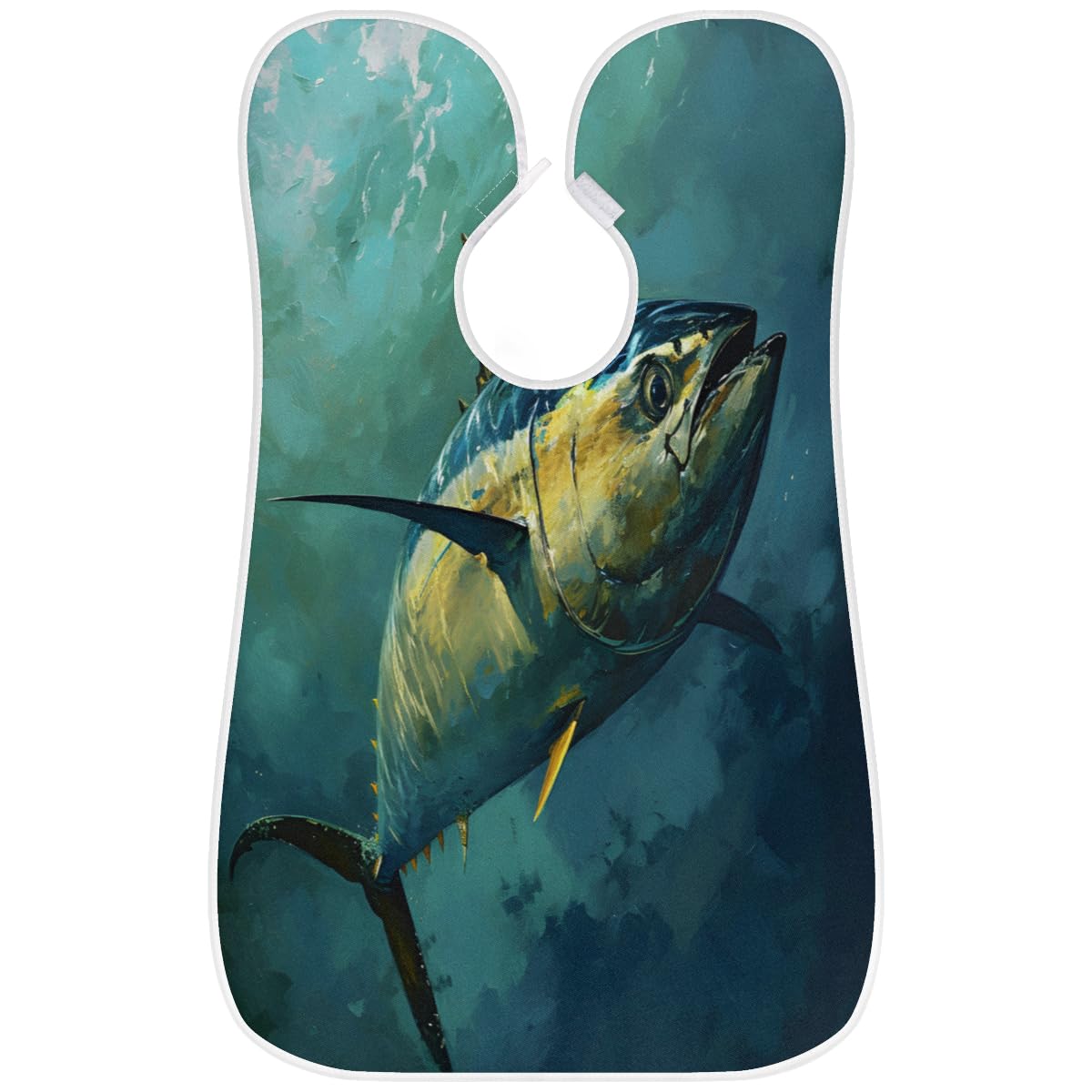 Blue Fin Tuna Ocean Beard Bib Hair Catcher for Men - Non-Stick Shaving Apron with Suction Cups, Grooming Cape for Beards - Perfect Birthday Gift for Husband & Dad - Ideal for Home Barbering & Beard Trimming