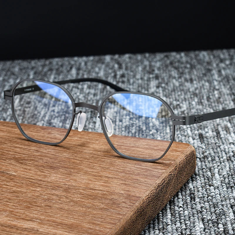 Stylish Unisex Black Titanium Full Rim Polygon Oval Eyeglasses S993 - Perfect for Reading, Work & Fashion Accessories