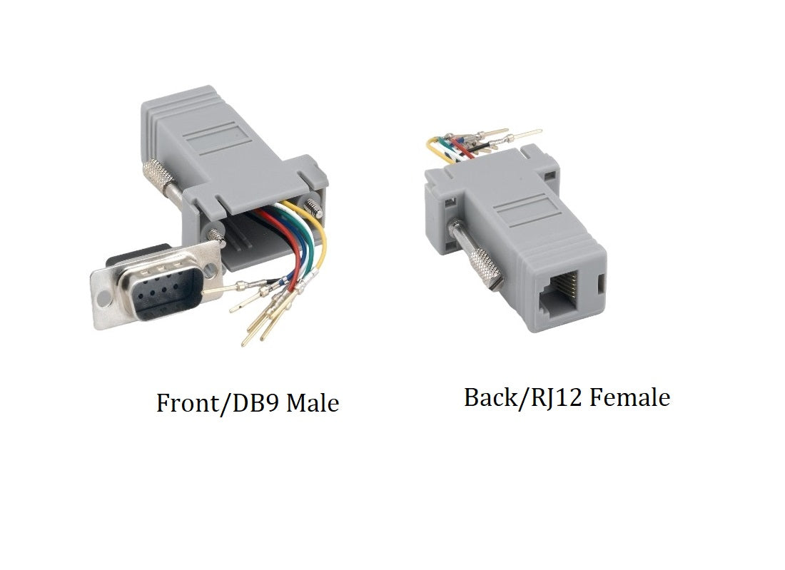 10-Pack DB9 Male to RJ12 (6P6C) Female Modular Adapter - Gray | Serial Port to Telephone Line Converter for Networking, POS Systems & Industrial Equipment