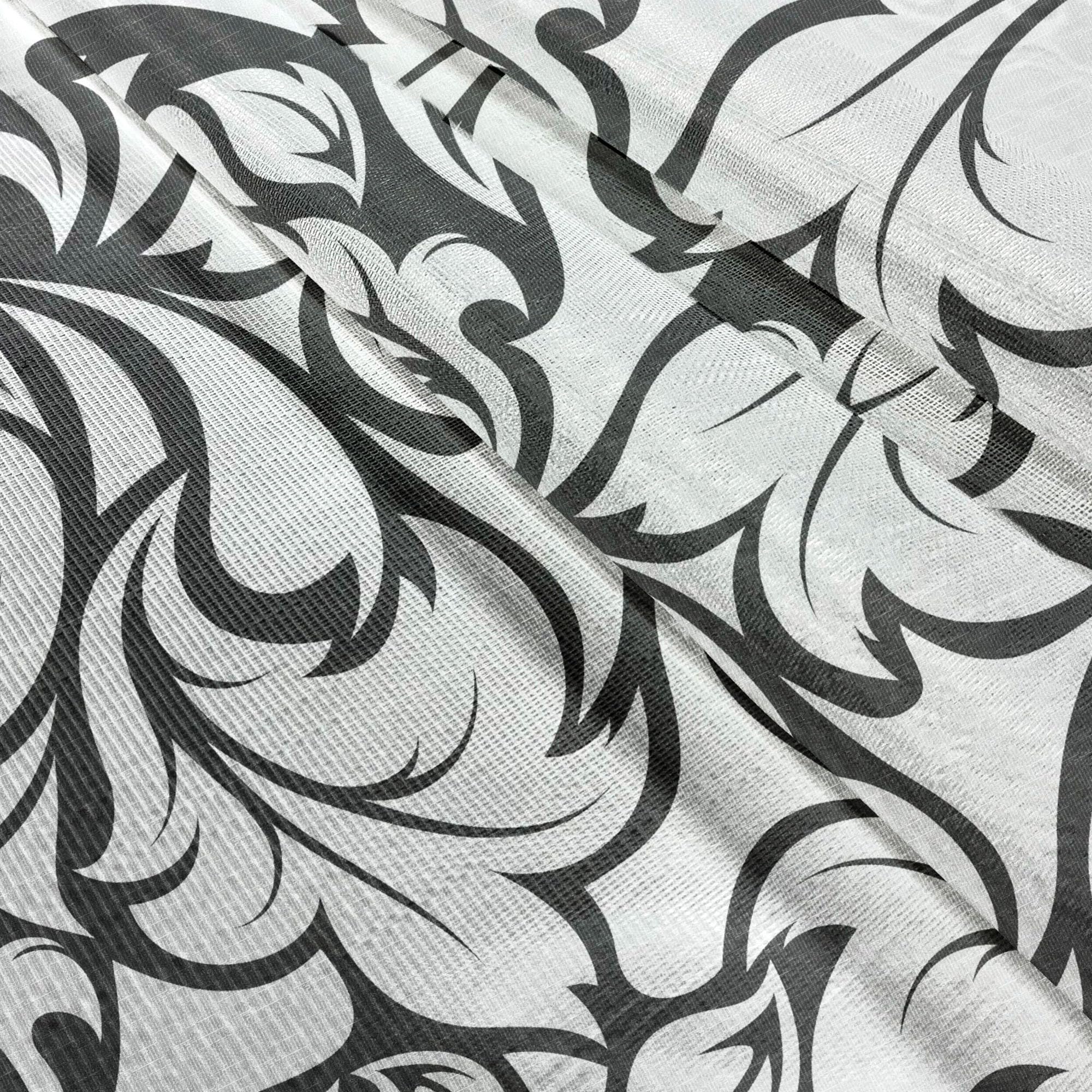 Ambesonne Floral Tulle Curtains with Rod Pocket - Monochrome Leaves Abstract Design, Sheer Drapes for Living Room & Bedroom, 108