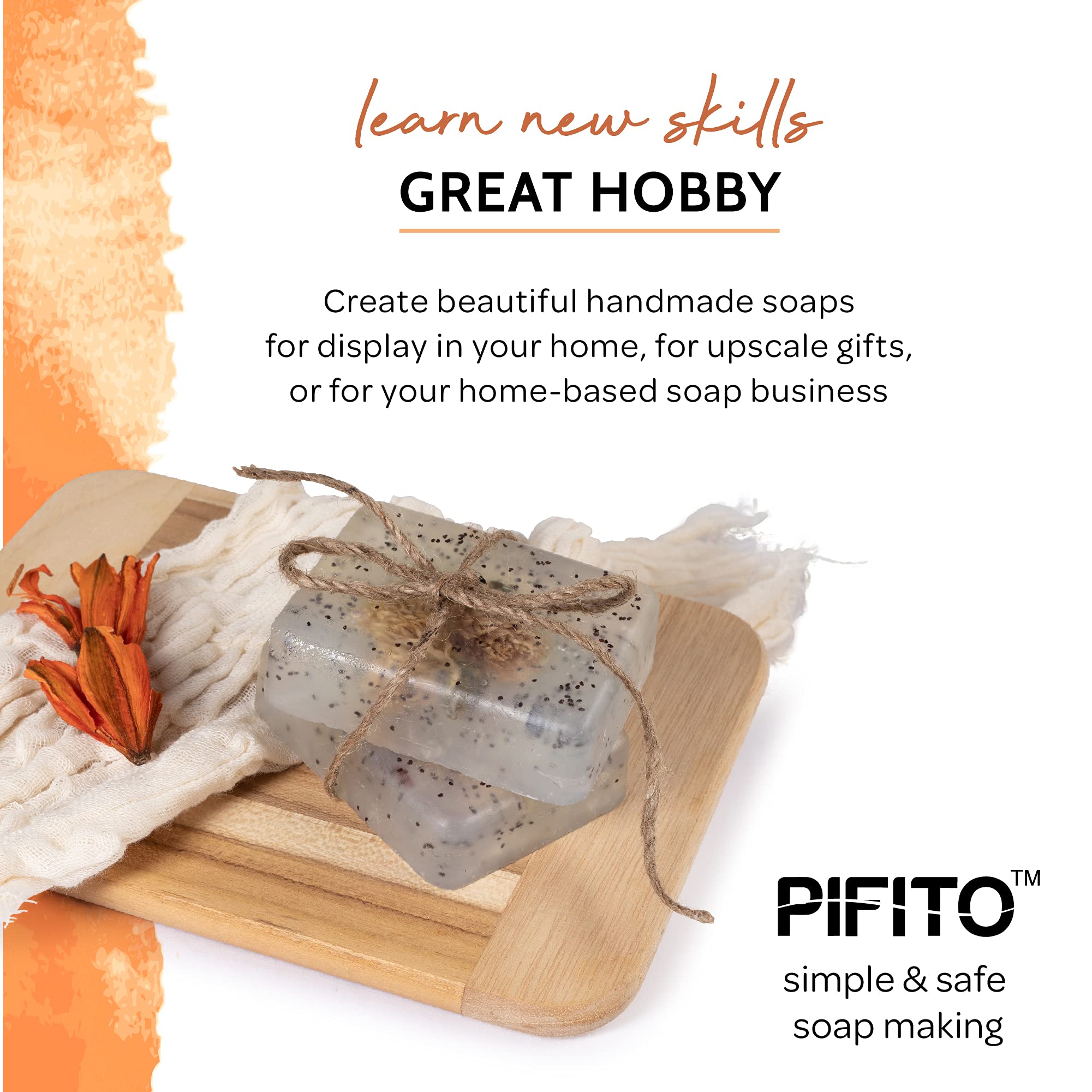 Pifito 5 lb Honey Melt and Pour Soap Base - 100% Natural Glycerin Soap for DIY Soap Making | Premium Bulk Soap Base for Handmade Luxurious Soaps, Shower & Gift Sets | Perfect for Home Spa, Crafting & Small Business