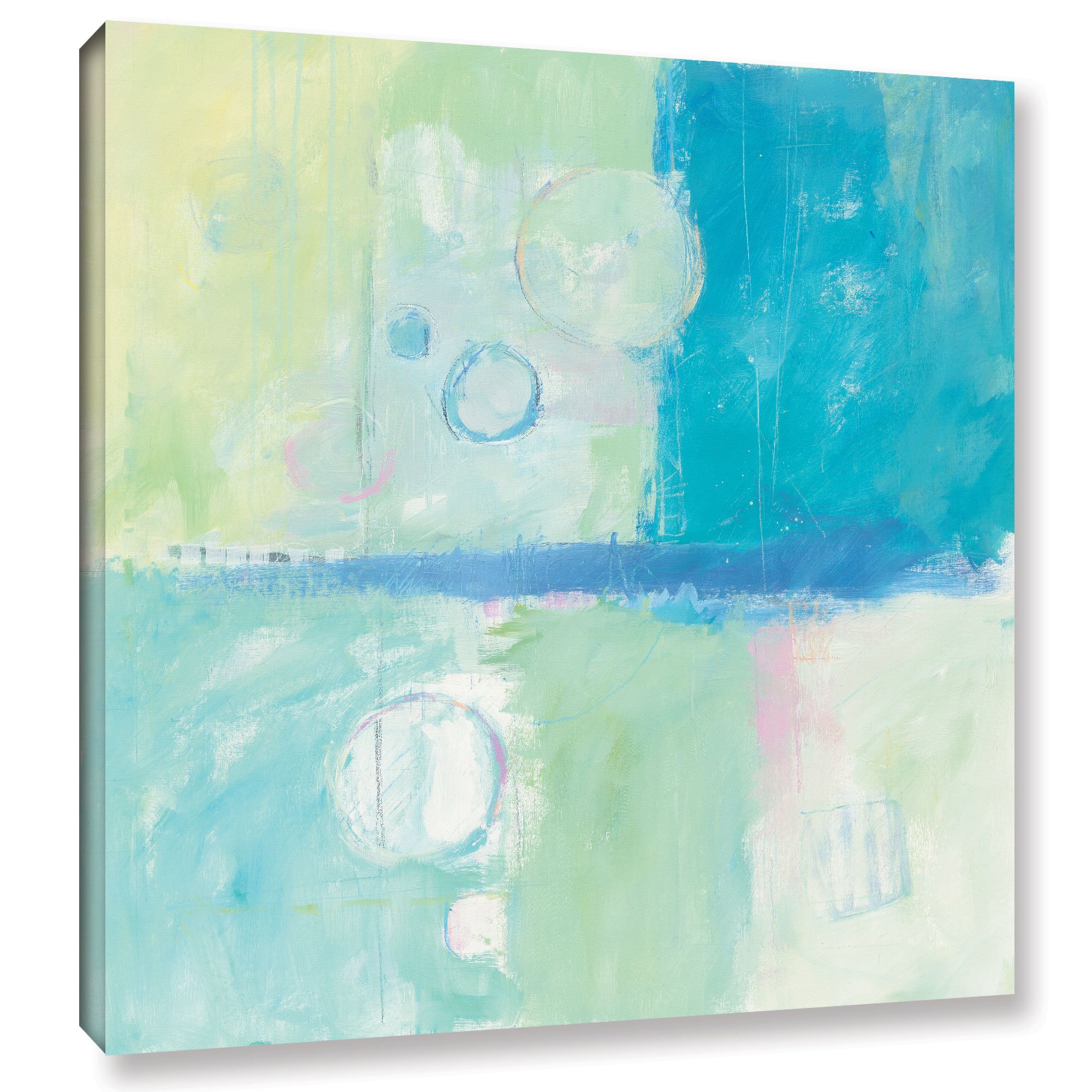 Mike Schick 'Blue Water II' Gallery Wrapped Canvas Art Print - 18x18 Inches - Modern Ocean Wall Decor for Living Room, Bedroom & Office