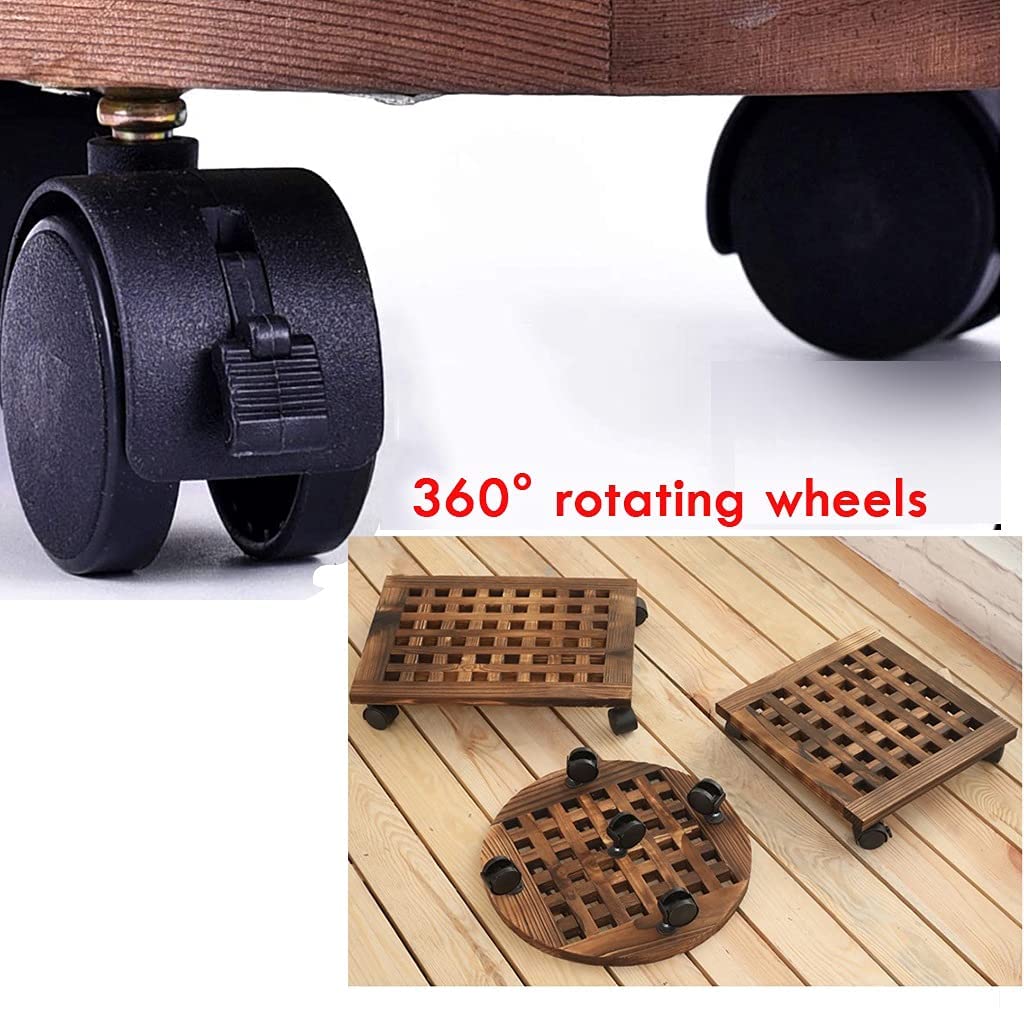 Sturdy Wooden Planter Stand with Wheels - Indoor/Outdoor Rolling Flower Pot Holder (30x60cm) - Supports Up to 150 Lbs for Potted Plants, Trees & Large Planters | Perfect for Patio, Garden & Home Decor Mobility