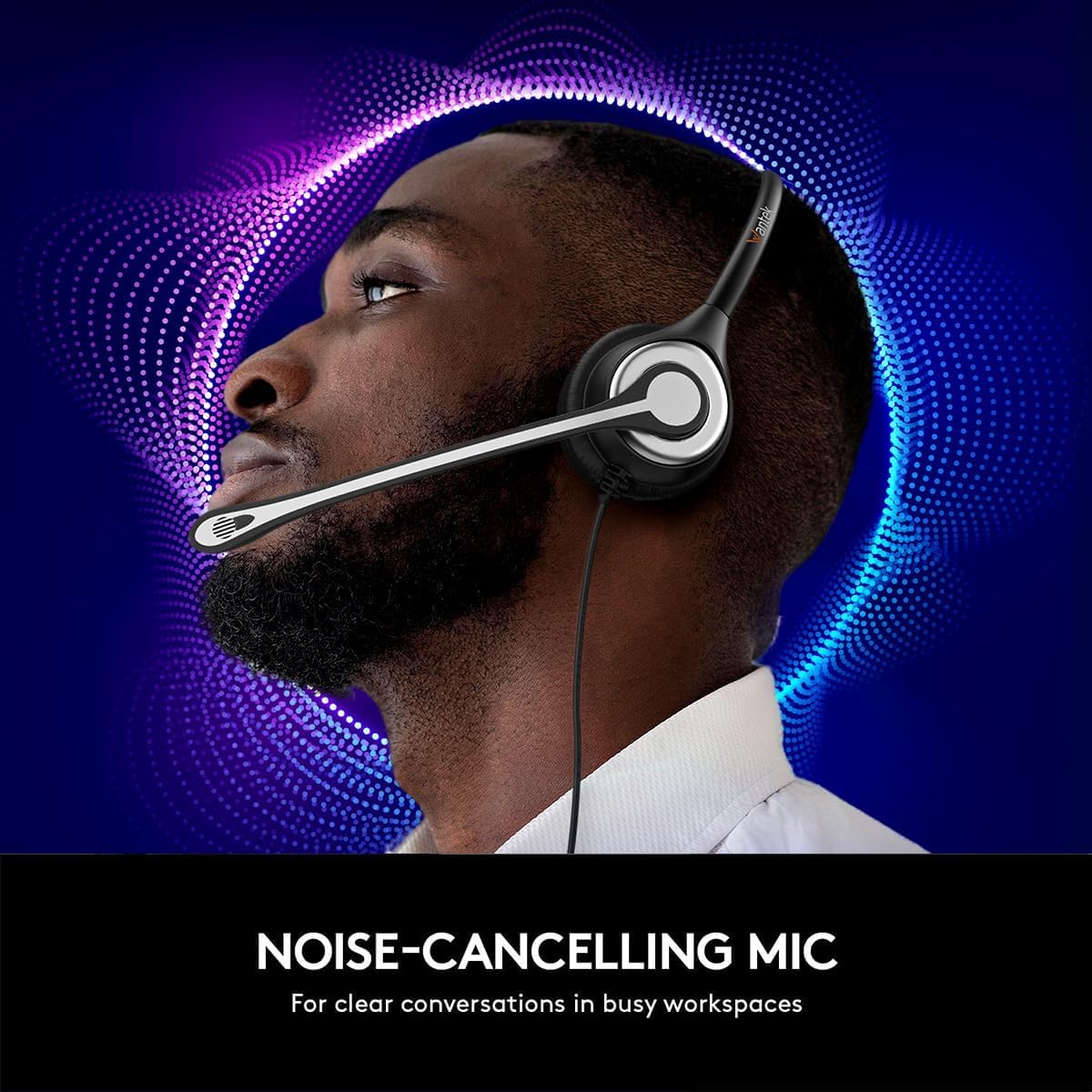 USB Headset with Noise-Canceling Microphone for Work & Online Classes - In-Line Volume Control, Comfortable Computer Headphones for Home Office, Zoom, Skype, Webinars & Gaming