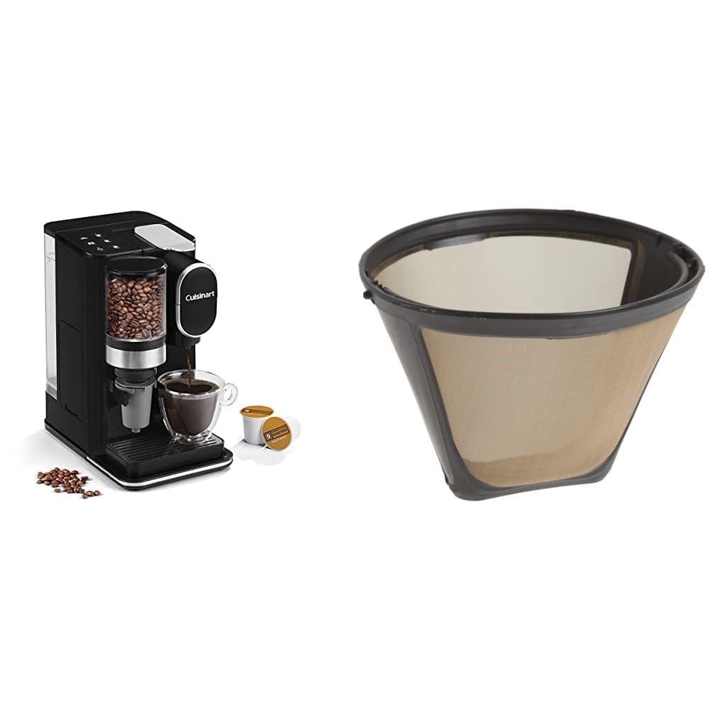 Cuisinart Single Serve Coffee Maker with Built-in Coffee Grinder, 48-Oz Removable Water Reservoir & Gold Tone Filter - Black (DGB-2) - Perfect for Home, Office, or Dorm Use