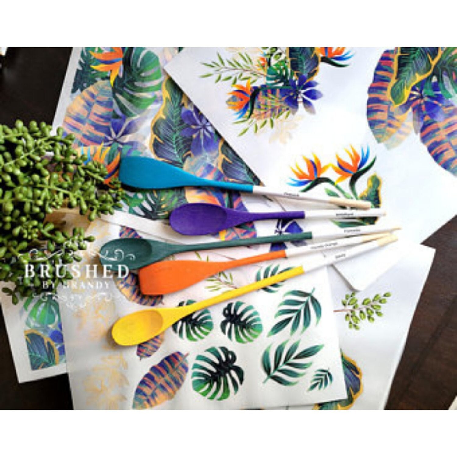 Belles and Whistles Tropical Leaf Wall Decals - 38.8 x 24.8 Inch (6 Sheets) Self-Adhesive Removable Vinyl Stickers for Home, Nursery & Office Decor