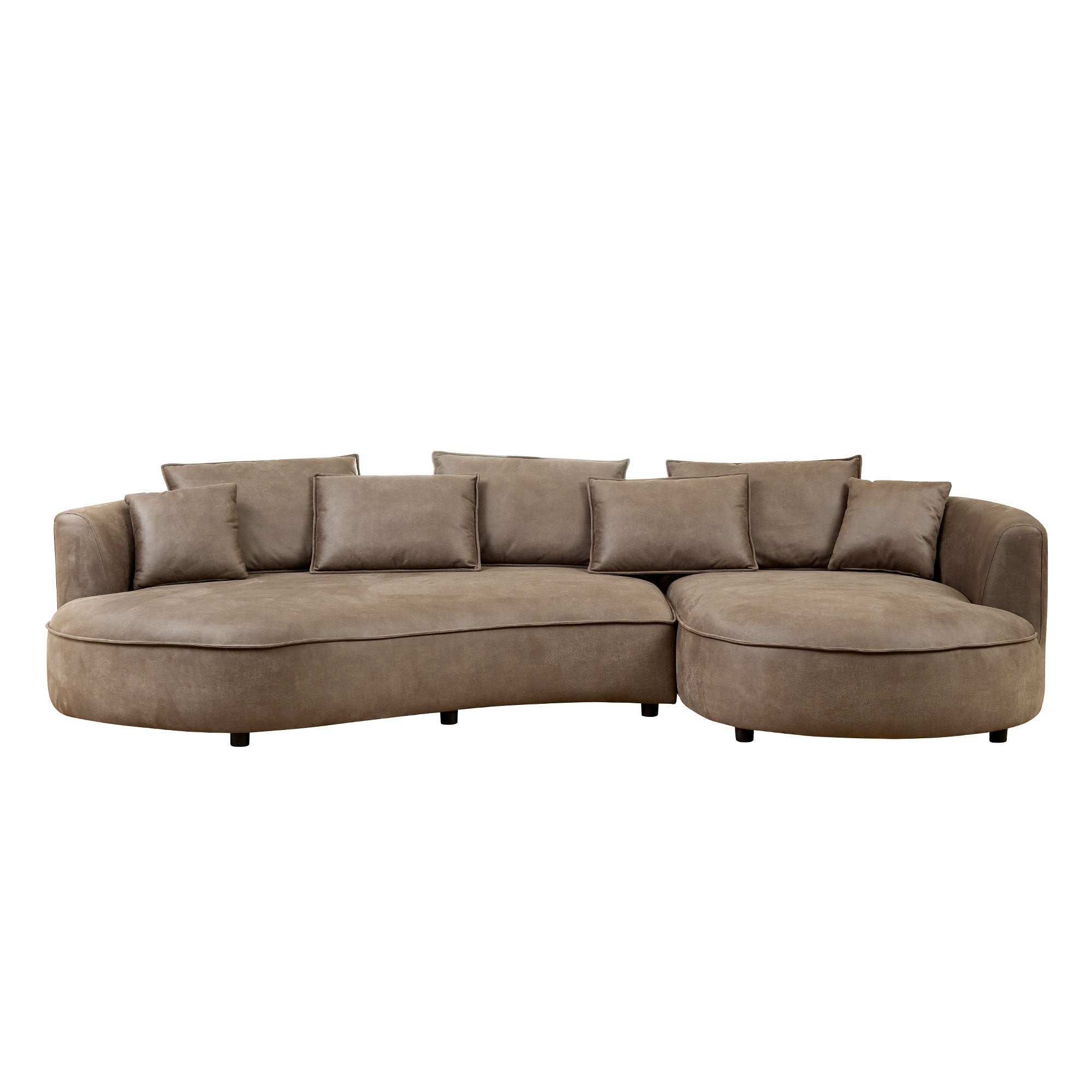 128.74 Inch Modern Sectional Curved Sofa Couch - Leathaire Upholstered 5-Seater Living Room Sofa Set in Brown | Comfortable Technology Fabric for Apartments, Offices & Home Theater Lounging