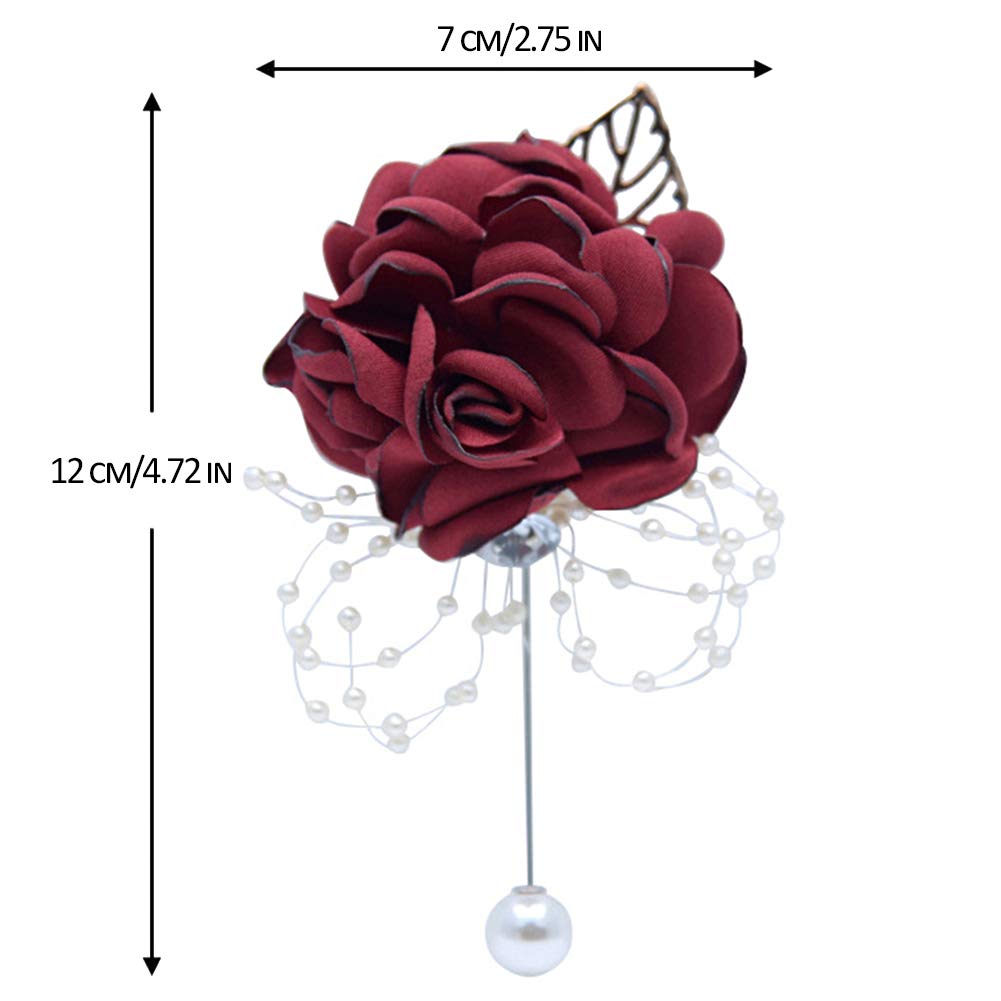 Elegant Burgundy Artificial Rose Wrist Corsage & Boutonniere Set for Weddings, Prom, Brides & Bridesmaids - Perfect for Formal Dances, Ceremonies & Special Occasions