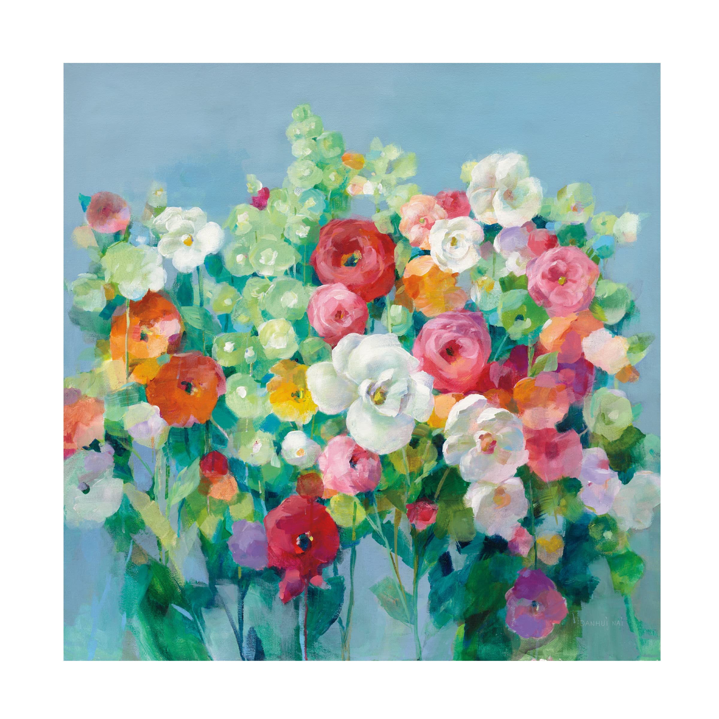 Danhui Nai 'June Beauties' Floral Canvas Wall Art Print - 35x35 Inches Square Modern Home Decor for Living Room, Bedroom & Office