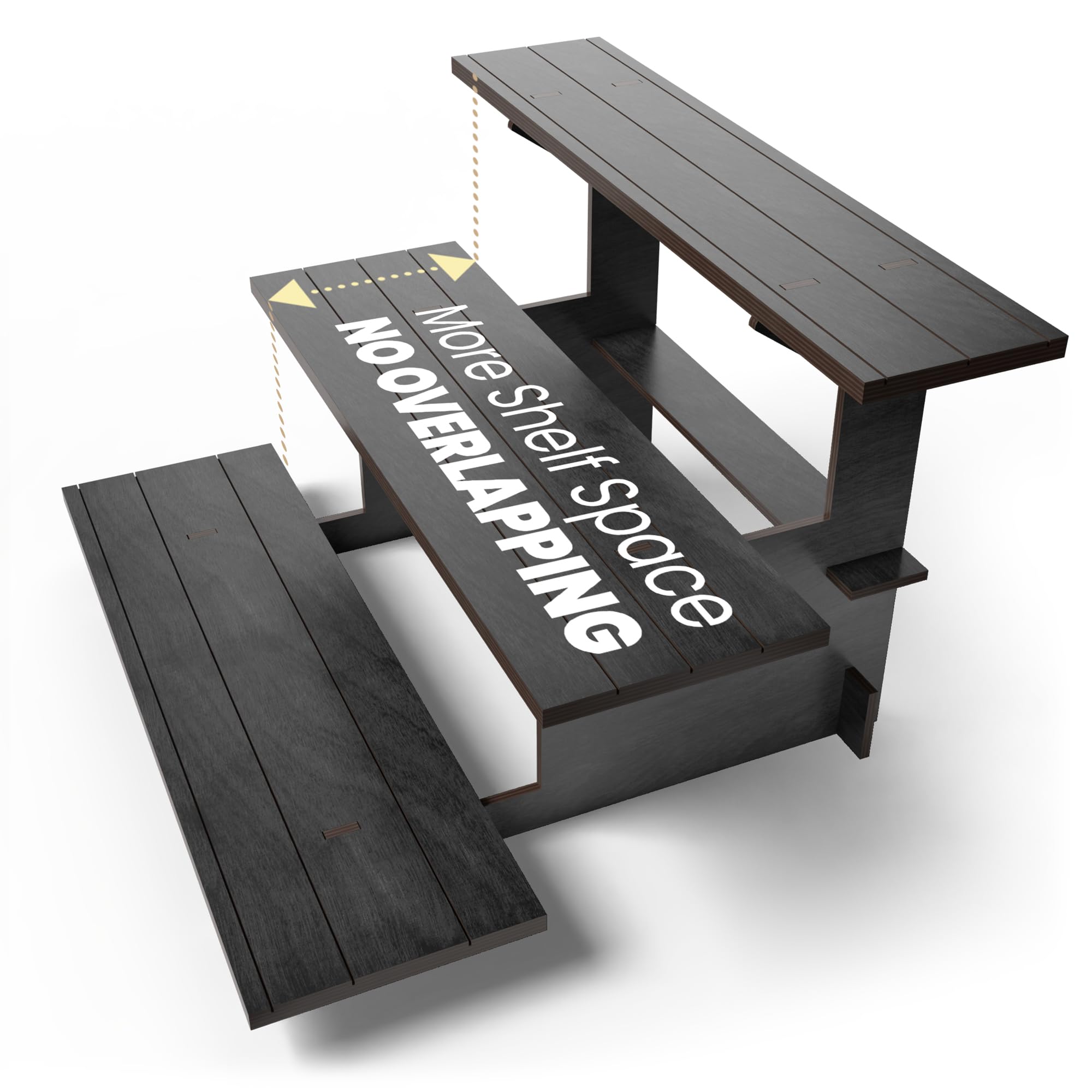 Black Wooden Tiered Stand - Portable Display Shelf for Jewelry, Cards & Vendor Events - Perfect for Home Decor, Retail Displays & Craft Shows