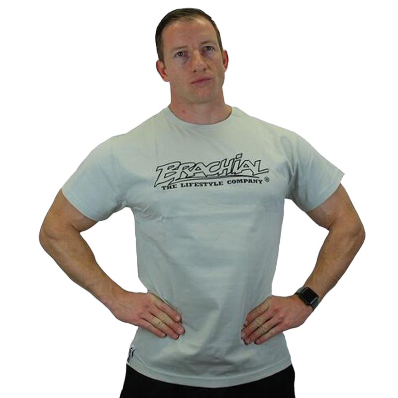 Brachial T-Shirt for Men - Light Grey & Black Workout Shirt - Gym, Running & Casual Wear