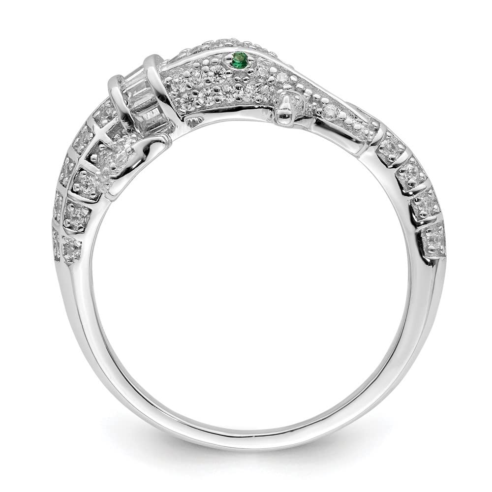 925 Sterling Silver Rhodium-Plated Cubic Zirconia Alligator Ring for Women - Elegant Reptile Jewelry Gift for Birthday, Anniversary & Valentine's Day - Perfect for Parties, Date Nights & Special Occasions