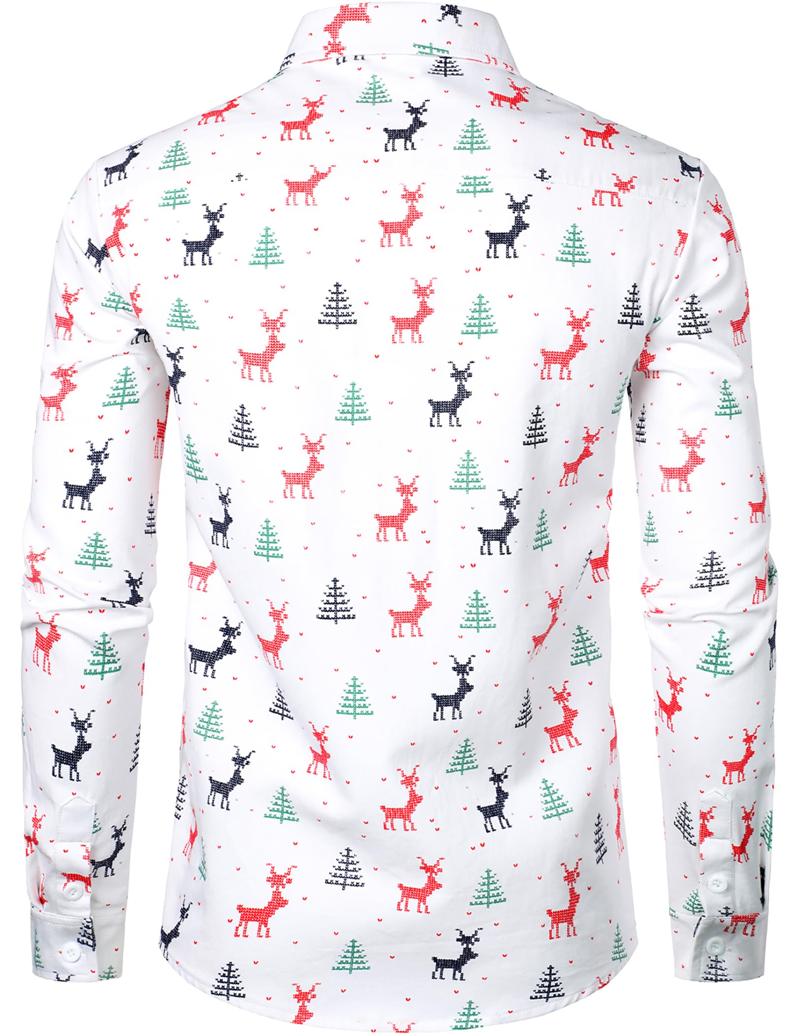 JOGAL Men's Christmas Shirts - Santa Claus Holiday Party Long Sleeve Button Down Shirt for Festive Gatherings & Family Celebrations