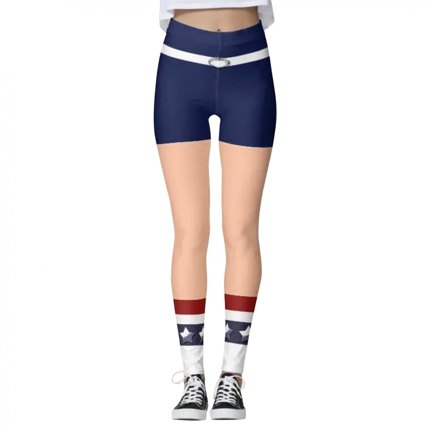 MIUERSA Women's High Waisted Yoga Pants - American Flag Print Leggings for 4th of July, Workout, Gym & Tummy Control - Perfect for Patriotic Events, Fitness & Casual Wear