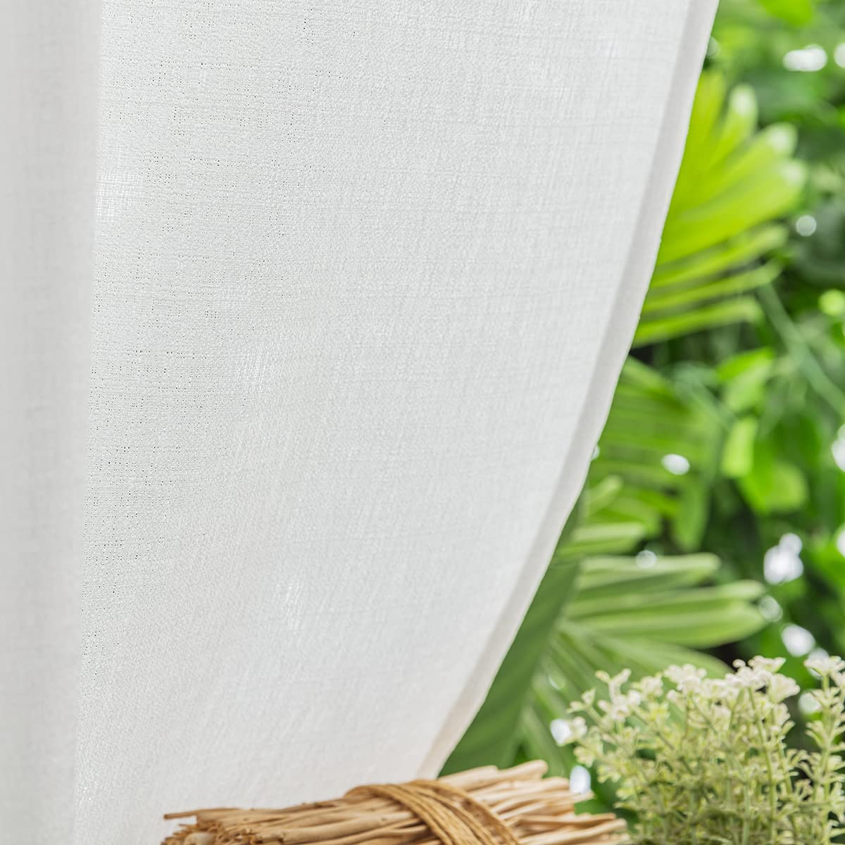 Yancorp White Farmhouse Kitchen Curtains 24x24 Inches - Linen Textured Short Tier Cafe Curtains for Small Windows, Bathroom & Laundry Room - Perfect for Rustic Kitchens, Cozy Bathrooms & Charming Laundry Spaces (White, W24xL24)