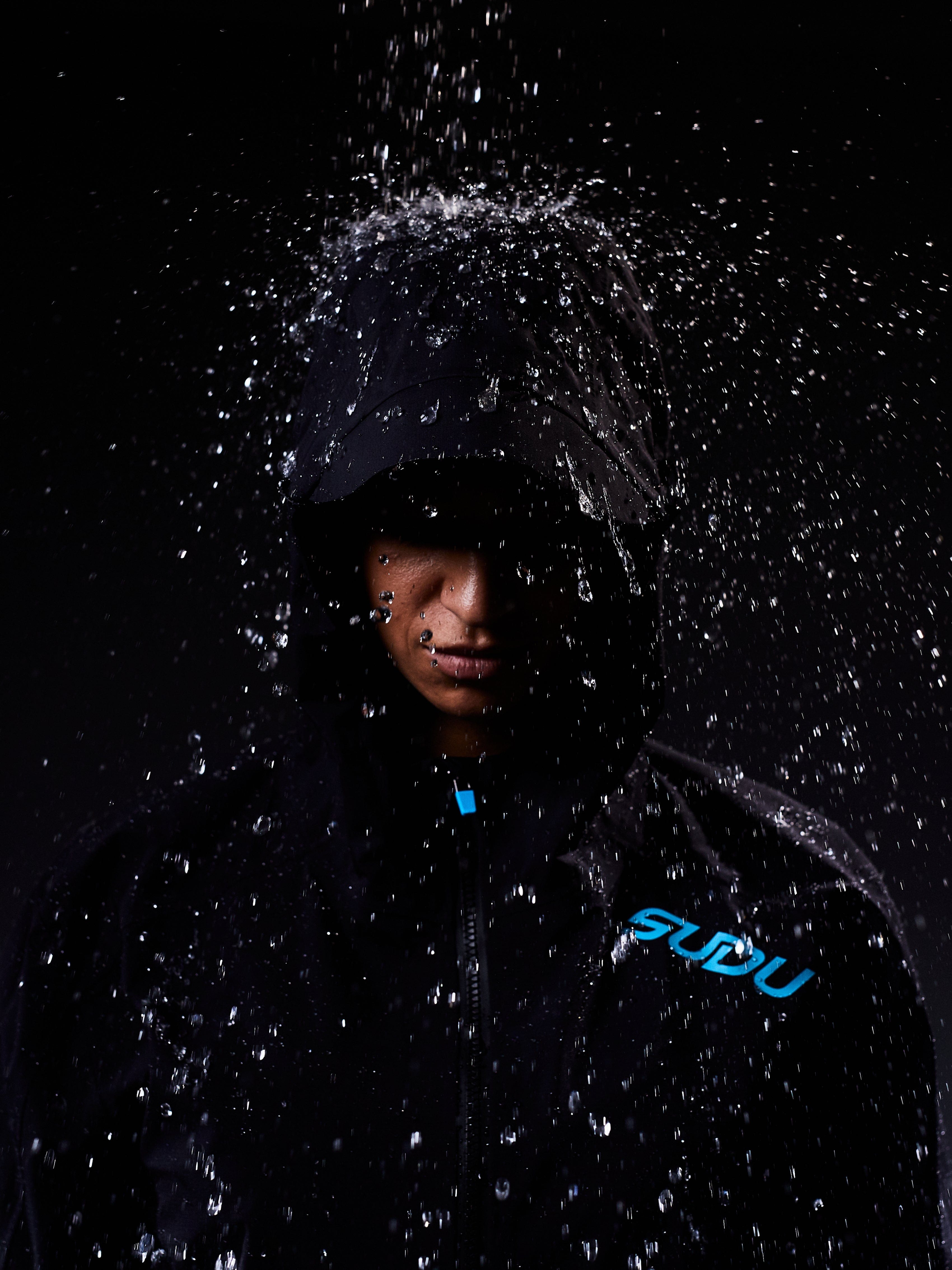 SWP 01 Waterproof Rain Jacket for Men & Women - Lightweight Windbreaker with Hood - Outdoor Hiking, Camping & Travel Essentials - Black