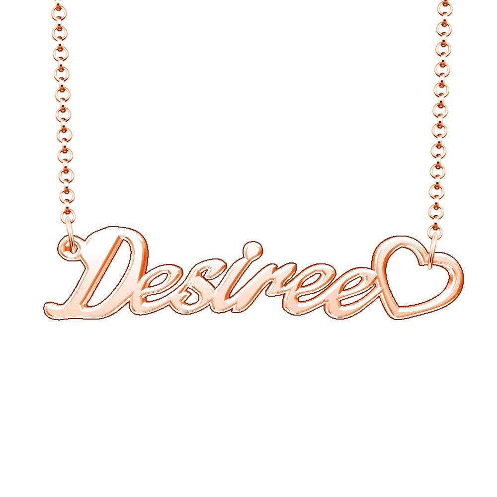 Personalized Rose Gold Plated Heart Name Necklace - Custom Engraved Jewelry Gift for Women, Anniversary, Valentine's Day, Birthday