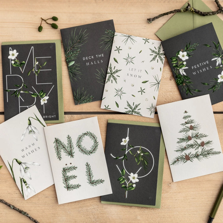 Premium 8-Piece Luxury Botanical Christmas Card Set - Perfect for Holiday Greetings, Gift Giving & Festive Decorations