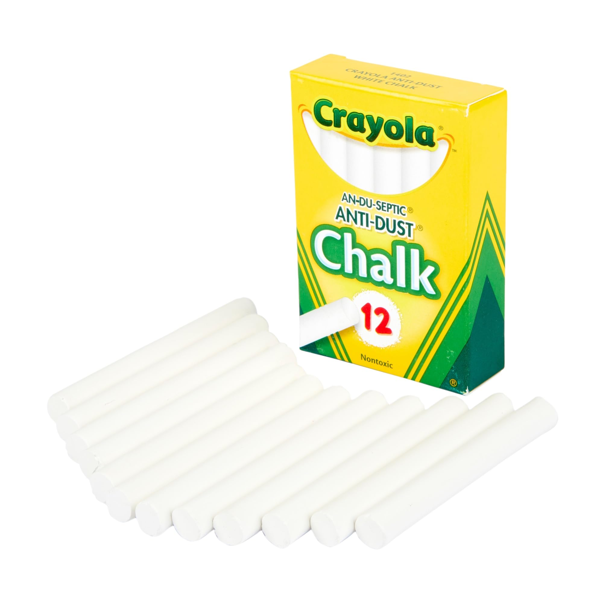 Crayola Anti-Dust White Chalk - 12 Pack for Kids, Classrooms & Sidewalk Art | Non-Toxic, Dust-Free School & Outdoor Drawing Supplies