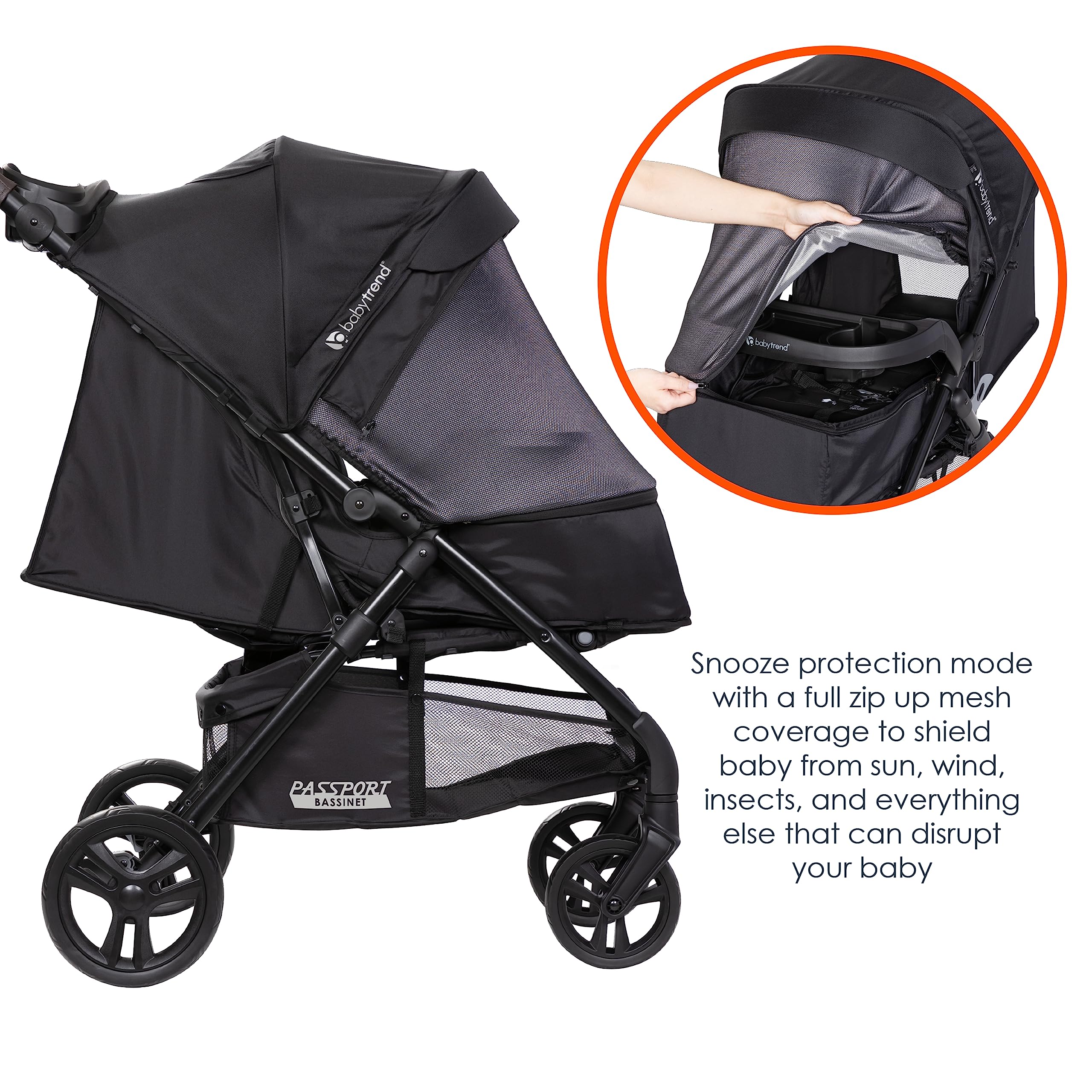 Baby Trend Passport DLX Travel System Stroller with EZ-Lift Plus Infant Car Seat - Uptown Black | Lightweight Compact Stroller for Newborns & Toddlers | Perfect for Air Travel, Shopping & Daily Walks