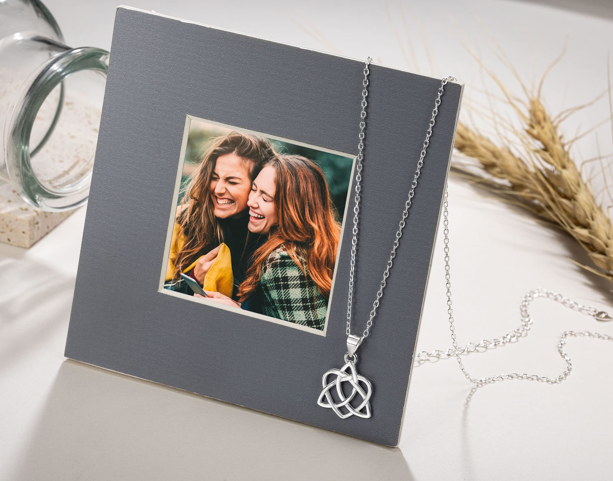 RareLove Soul Sister 925 Sterling Silver Celtic Knot Infinity Heart Necklace - Best Friend Birthday Gift for Women, Perfect for Anniversaries, Graduations, and Sisterhood Celebrations