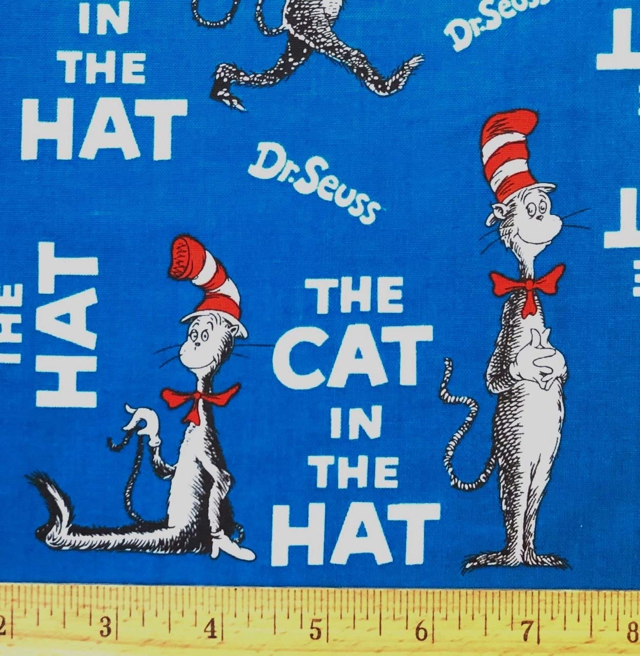 1/2 Yard Dr. Seuss The Cat in The Hat Blue Cotton Fabric - Perfect for Quilting, Sewing, DIY Crafts, Throw Pillows, Baby Blankets & Home Decor (44