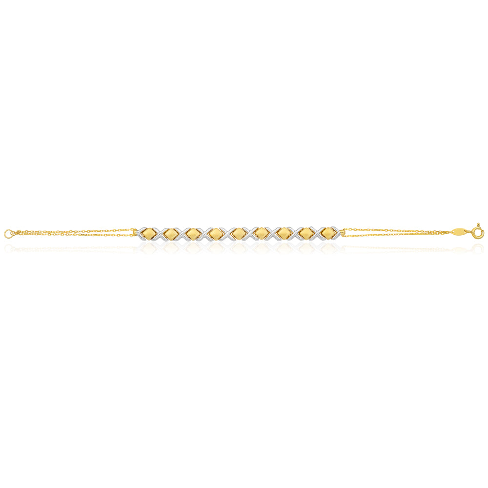 9ct Two Tone Gold Filled Fancy 19cm Bracelet for Women - Elegant Fashion Jewelry Gift for Birthday, Anniversary & Special Occasions