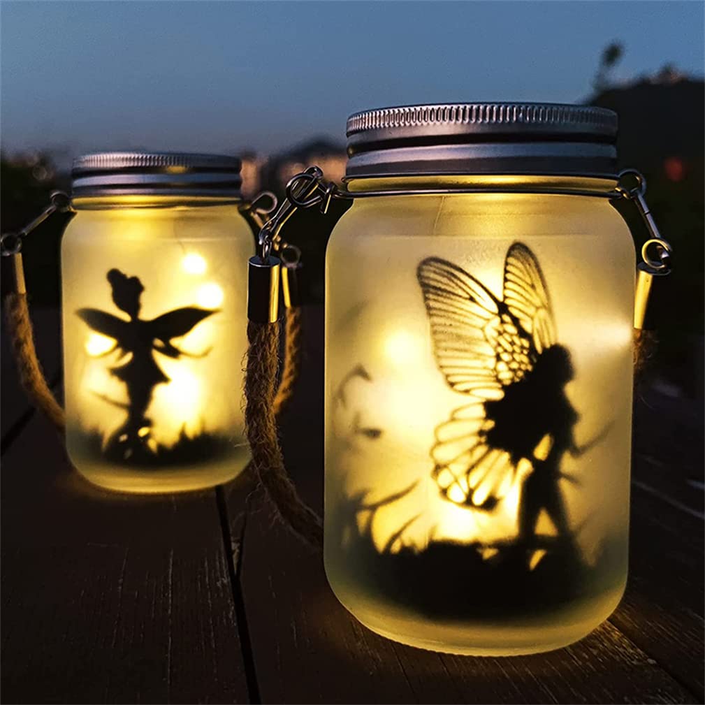 Solar Powered Fairy Lights - Waterproof Frosted Glass Hanging Lantern with Mini LED String Lights for Outdoor Garden, Patio, Wedding & Party Decorations | Energy Efficient Solar Table Lamp & Decorative Gift Idea