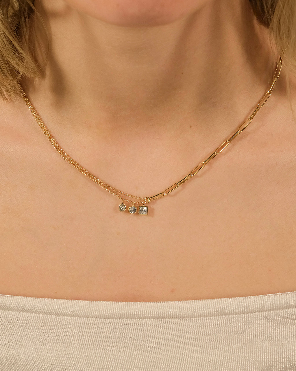 Elegant CZ Charm Link Necklace for Women - Perfect for Parties, Weddings & Everyday Wear