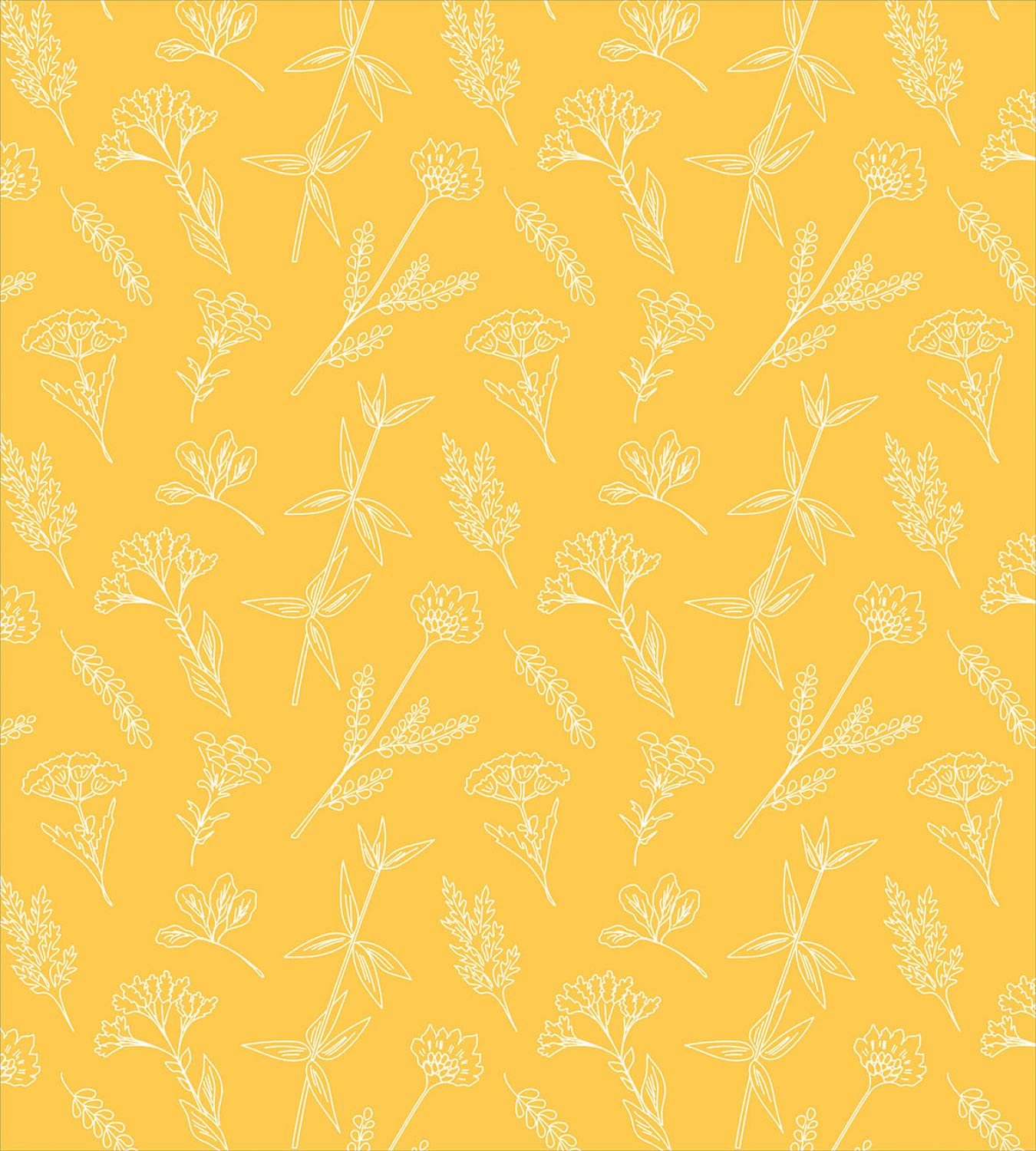 Ambesonne Floral Duvet Cover Set Queen Size - Botanical Forest Wildflowers Outline Pattern, 3 Piece Bedding Set with 2 Pillow Shams in Mustard & White - Perfect for Bohemian & Nature-Inspired Bedroom Decor