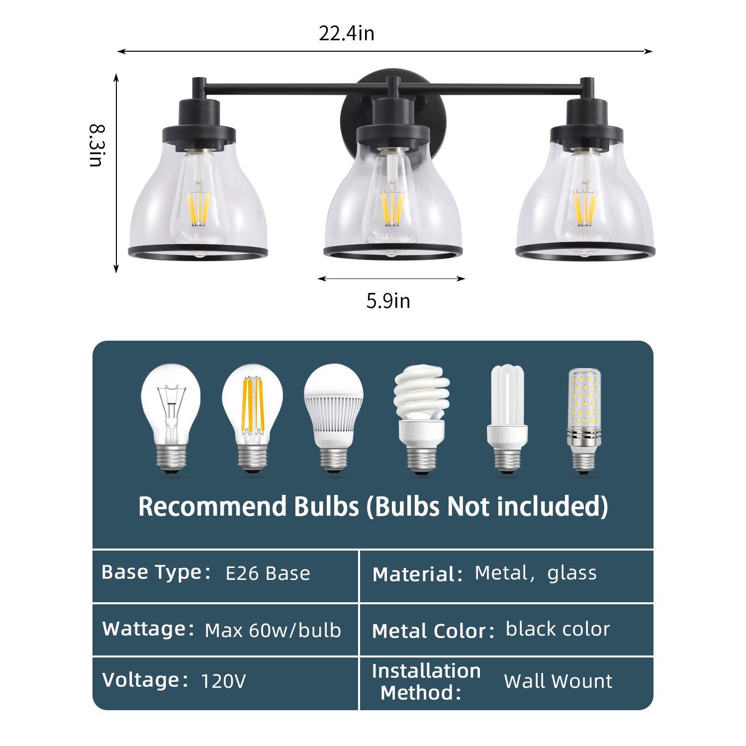 Hermosa Modern 3-Light Bathroom Vanity Light Fixture - Brushed Nickel Finish, Dimmable LED Lighting for Bathroom, Powder Room & Dressing Area