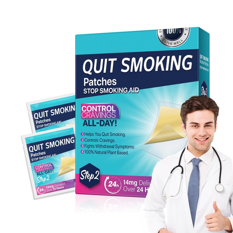 14mg Nicotine Patches for Quitting Smoking - 30 Step 2 Stop Aids Patches | Effective Smoking Cessation Treatment | Easy to Use | Perfect for Work, Travel & Daily Life