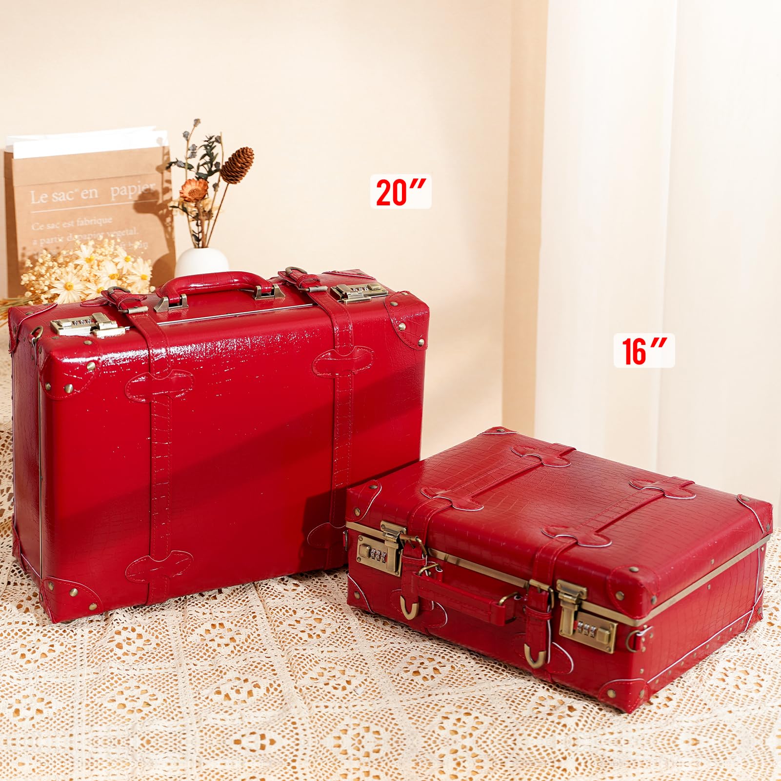 Vintage Leather Carry-On Suitcase - Cute Non-Wheeled Mini Trunk with Adjustable Shoulder Strap | Perfect for Overnight Trips, Weekend Getaways & Airplane Cabin Luggage