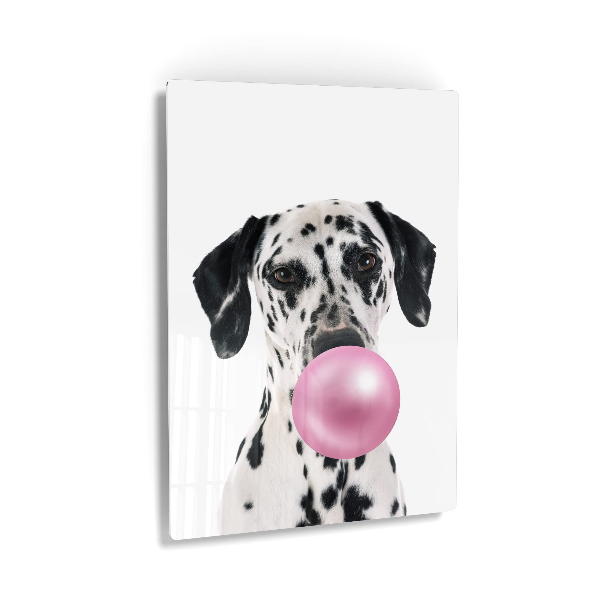Dalmatian Dog Chewing Pink Bubble Gum Metal Wall Art Print - Pet Lover Gift, Animal Pop Art Decor for Office, Living Room, Bedroom, Nursery (40x30) - Perfect for Dog Themed Rooms & Unique Home Decor