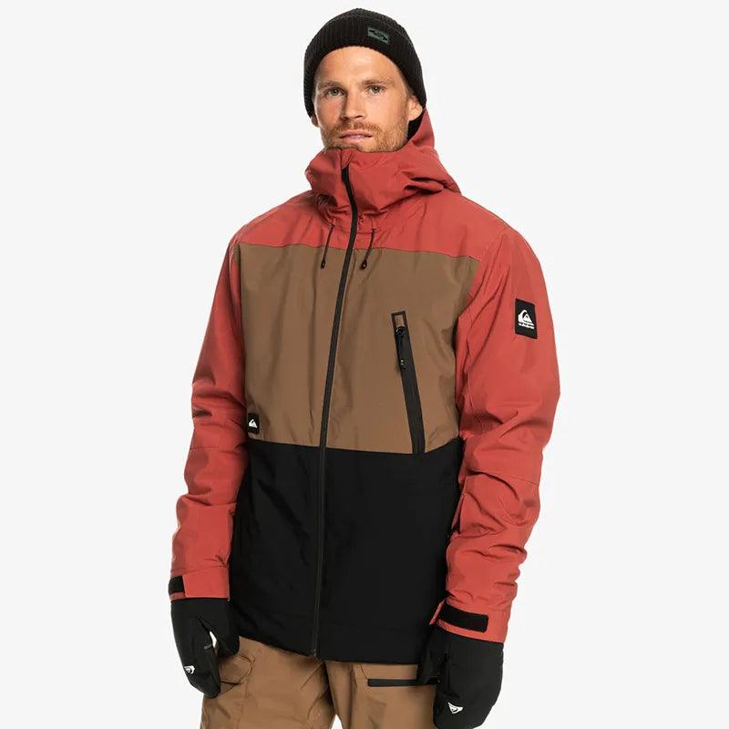 Quiksilver Sycamore Snow Jacket for Men & Women - Waterproof Winter Coat for Skiing, Snowboarding & Outdoor Adventures (Burgundy/Brown/Black)